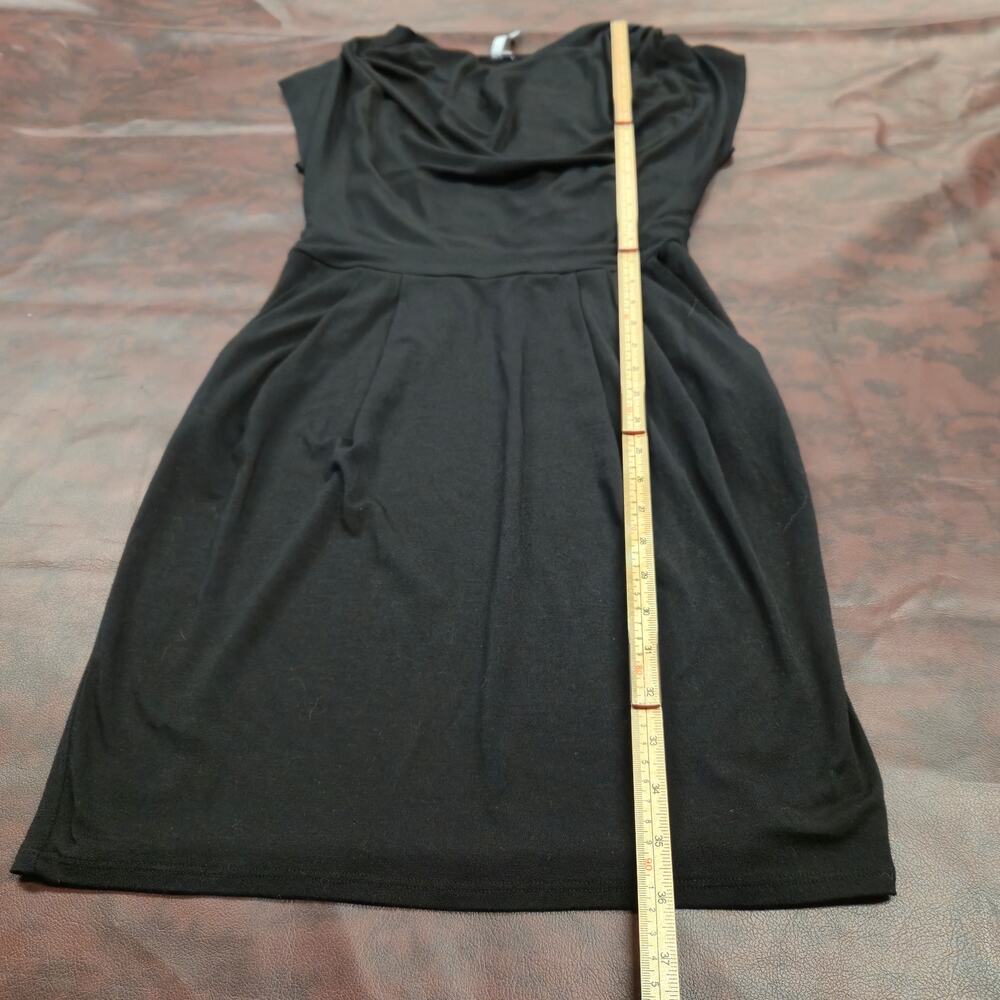 Michael Stars XS Black Draped Cowl Neck Dress Lace Back Stretch Sheath LBD Sexy - Picture 6 of 13